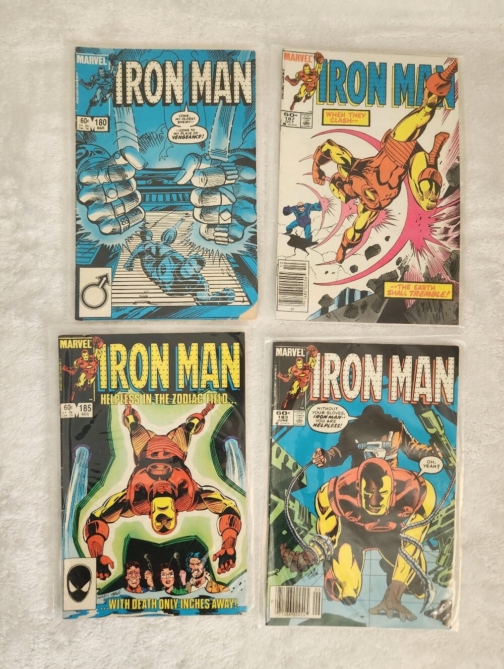 Iron Man #180 #183 #185 #187 Marvel Comic Book Lot Vintage 1984 Superhero Comics